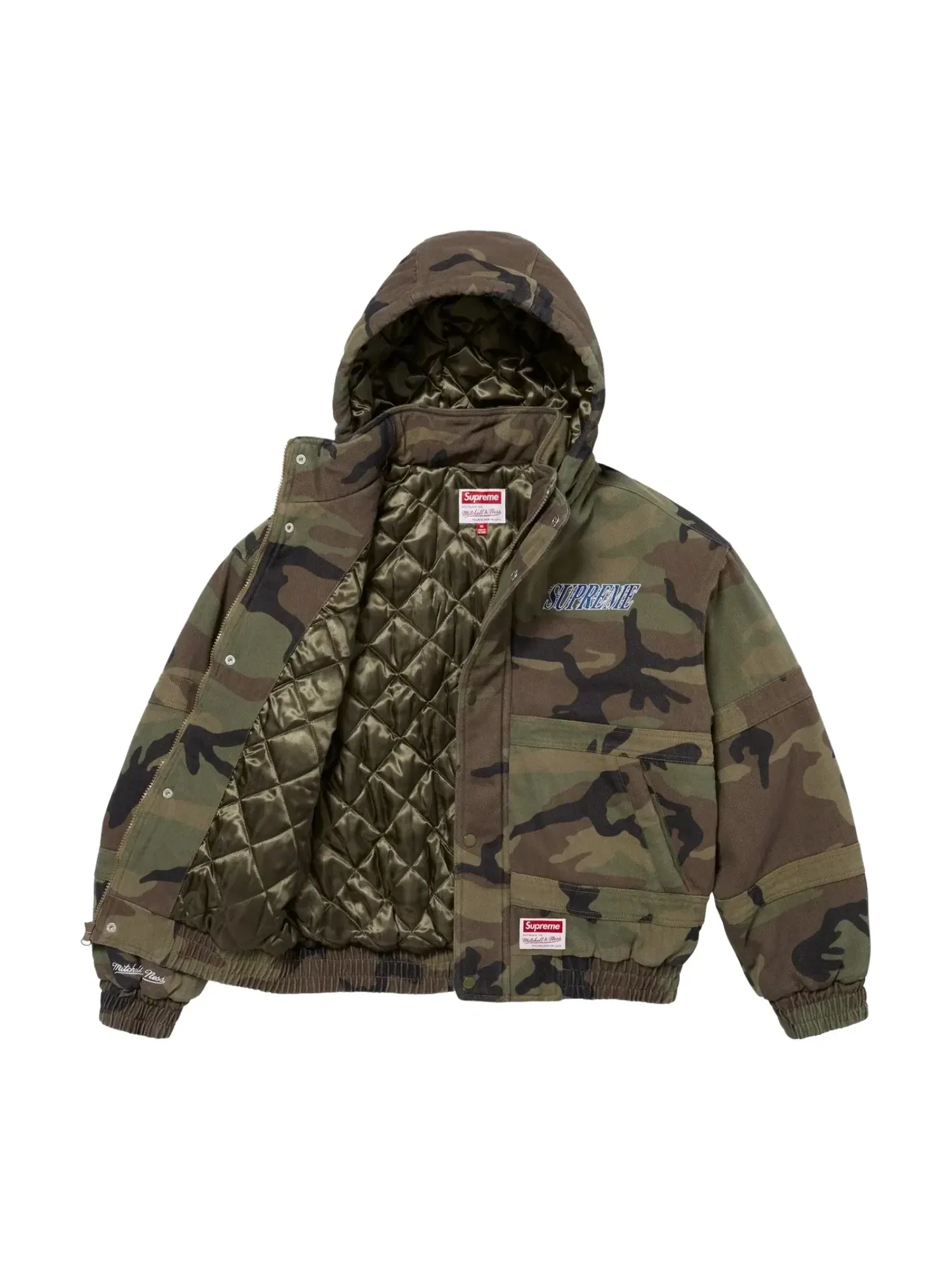 Куртка Supreme x Mitchell & Ness Twill Stadium Jacket 'Woodland Camo' FW24J106-WOODLAND-CAMO — изображение 2 из 4, мульти