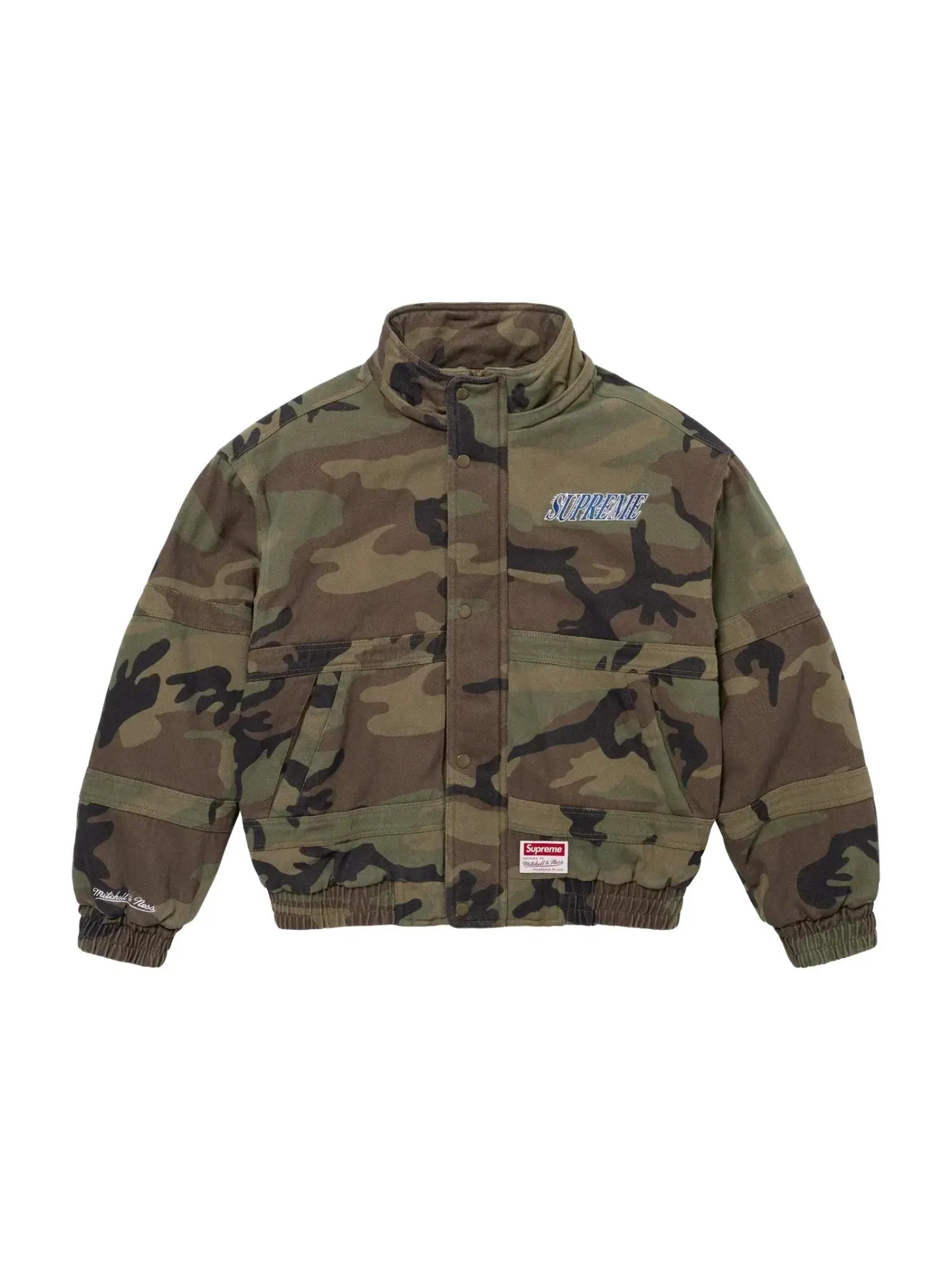 Куртка Supreme x Mitchell & Ness Twill Stadium Jacket 'Woodland Camo' FW24J106-WOODLAND-CAMO — изображение 4 из 4, мульти