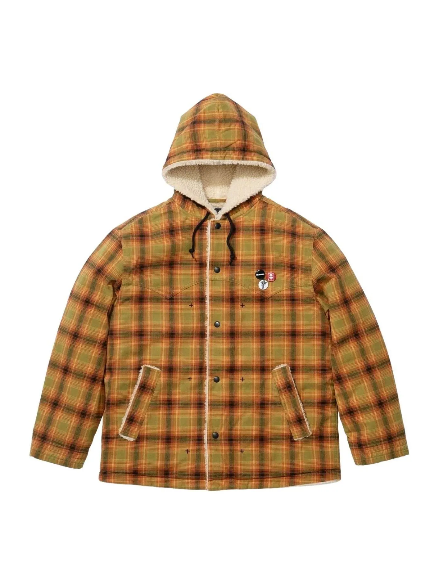 Пальто Supreme FW25 x Number (N)ine с капюшоном из искусственной овчины, клетчатое — изображение 1 из 3, клетчатый