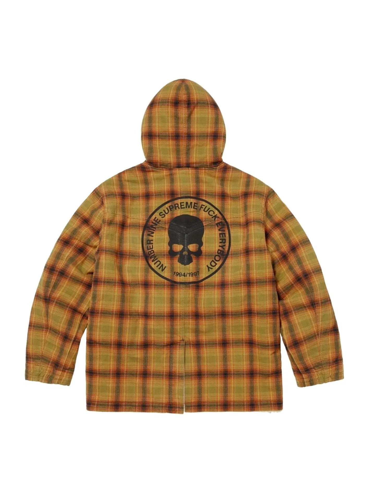 Пальто Supreme FW25 x Number (N)ine с капюшоном из искусственной овчины, клетчатое — изображение 3 из 3, клетчатый