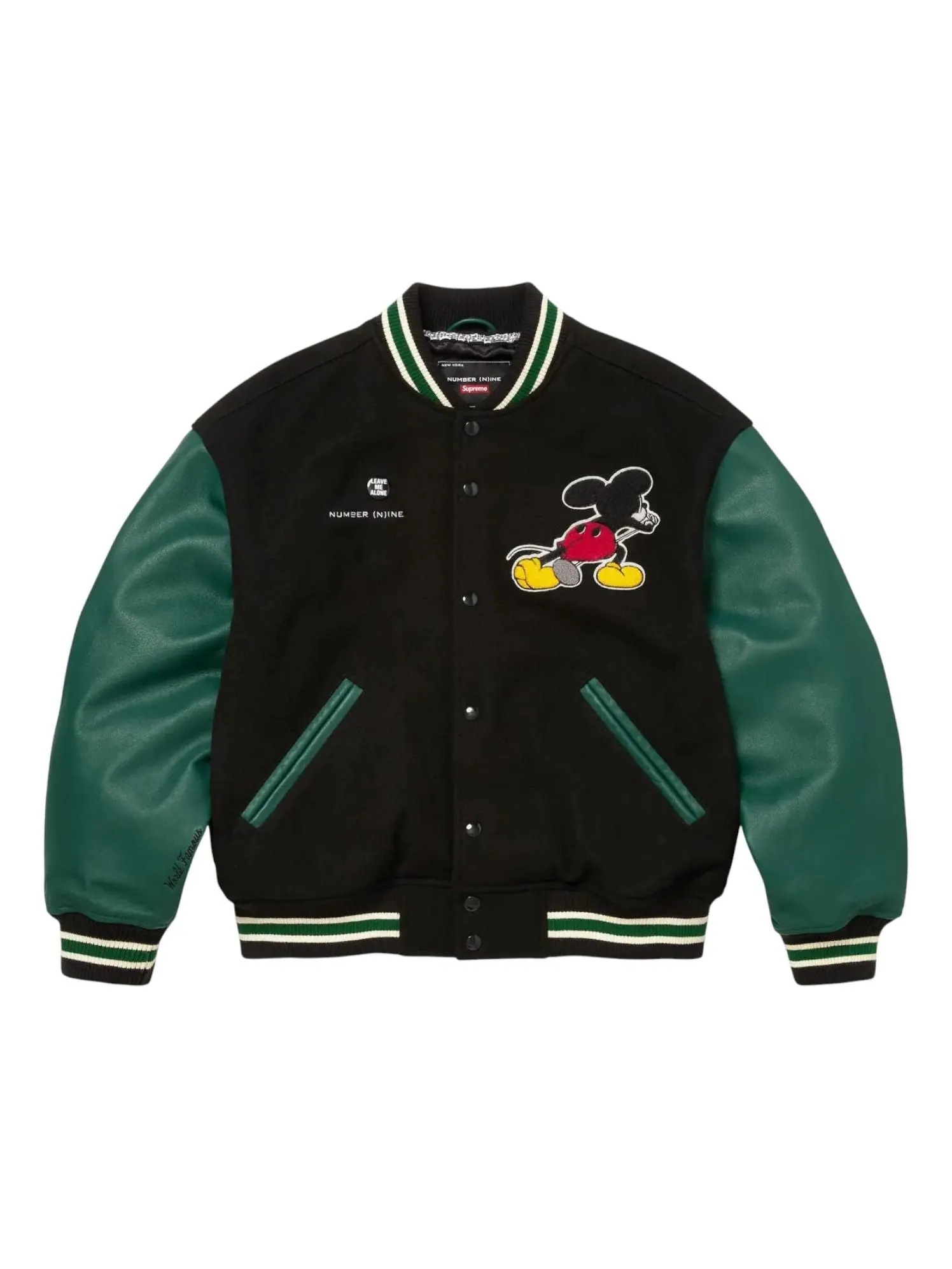 Куртка Supreme x Number (N)ine Mickey Varsity Jacket 'Black' — изображение 1 из 2, черный