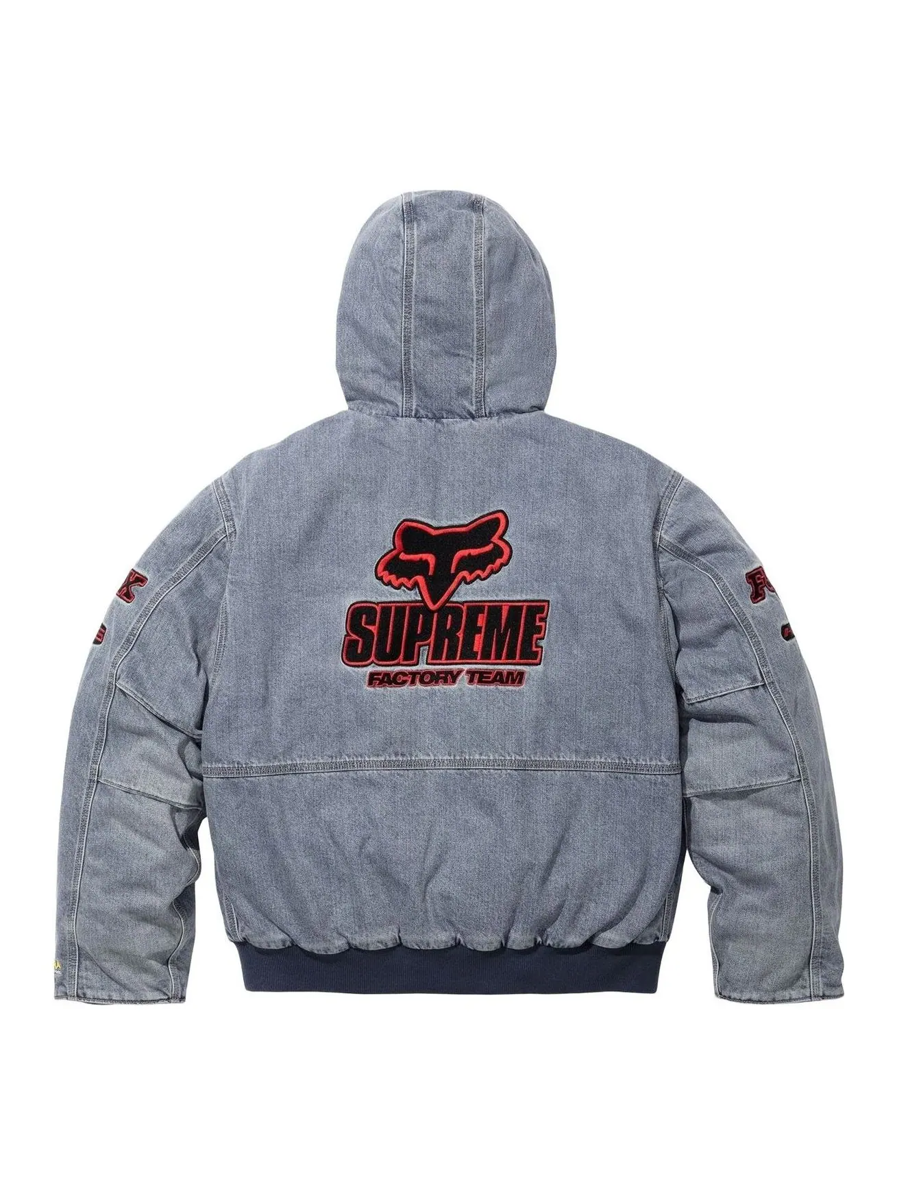 Рабочая куртка Supreme x Fox Racing с капюшоном, цвет «Деним» — изображение 2 из 2