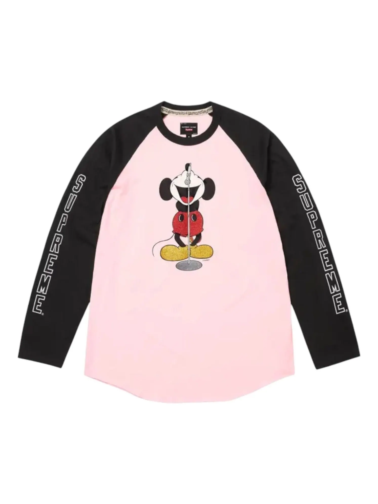 Футболка Supreme x Number (N)Ine x Mickey Mouse Raglan Long-Sleeve T-Shirt 'Pink' — изображение 1 из 2, розовый