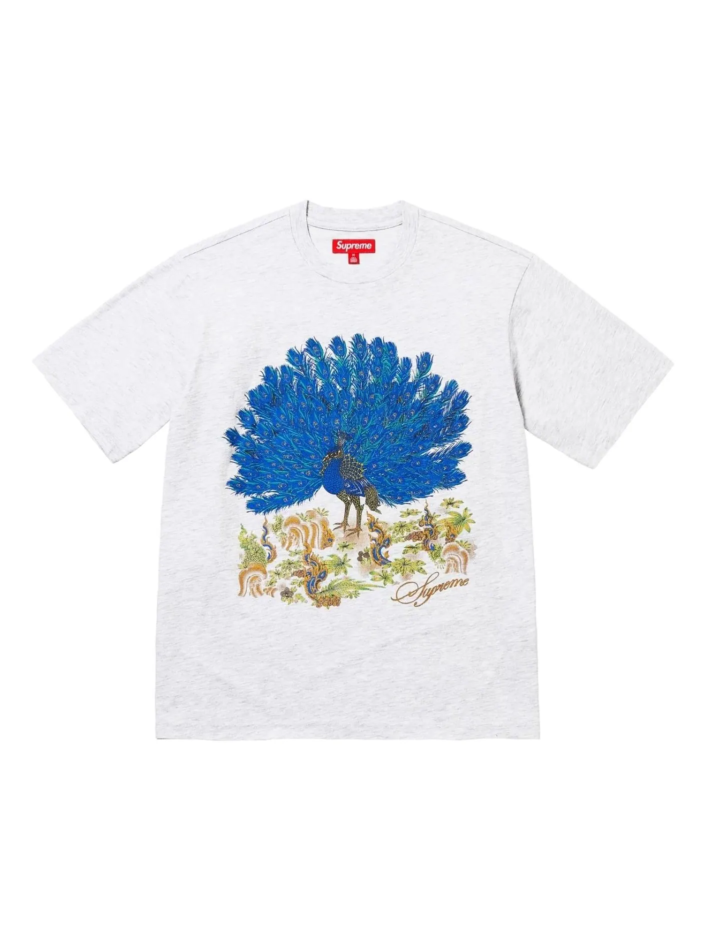 Футболка Supreme FW25 Peacock S/S 'Ash Grey' — изображение 1 из 2, серый