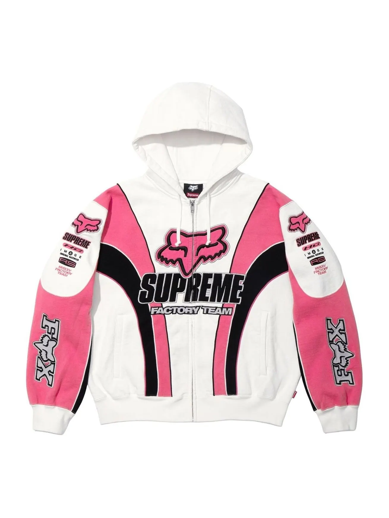 Худи Supreme x Fox Racing Zip Up Hooded Sweatshirt 'White' — изображение 1 из 2, белый