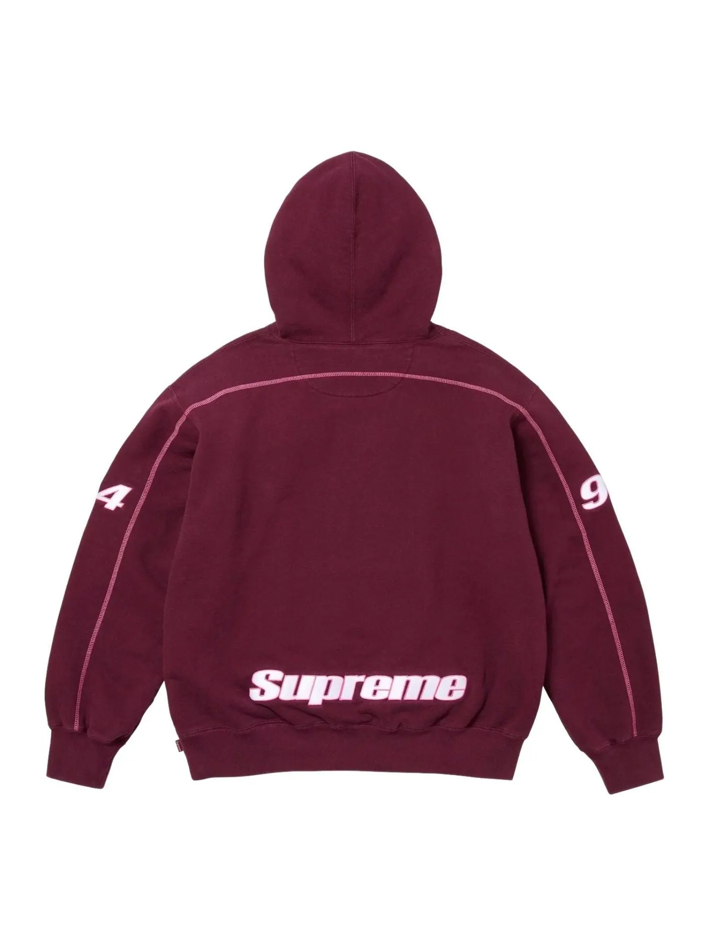 Толстовка Supreme FW25 с капюшоном, оверлок — изображение 2 из 2, бордовый