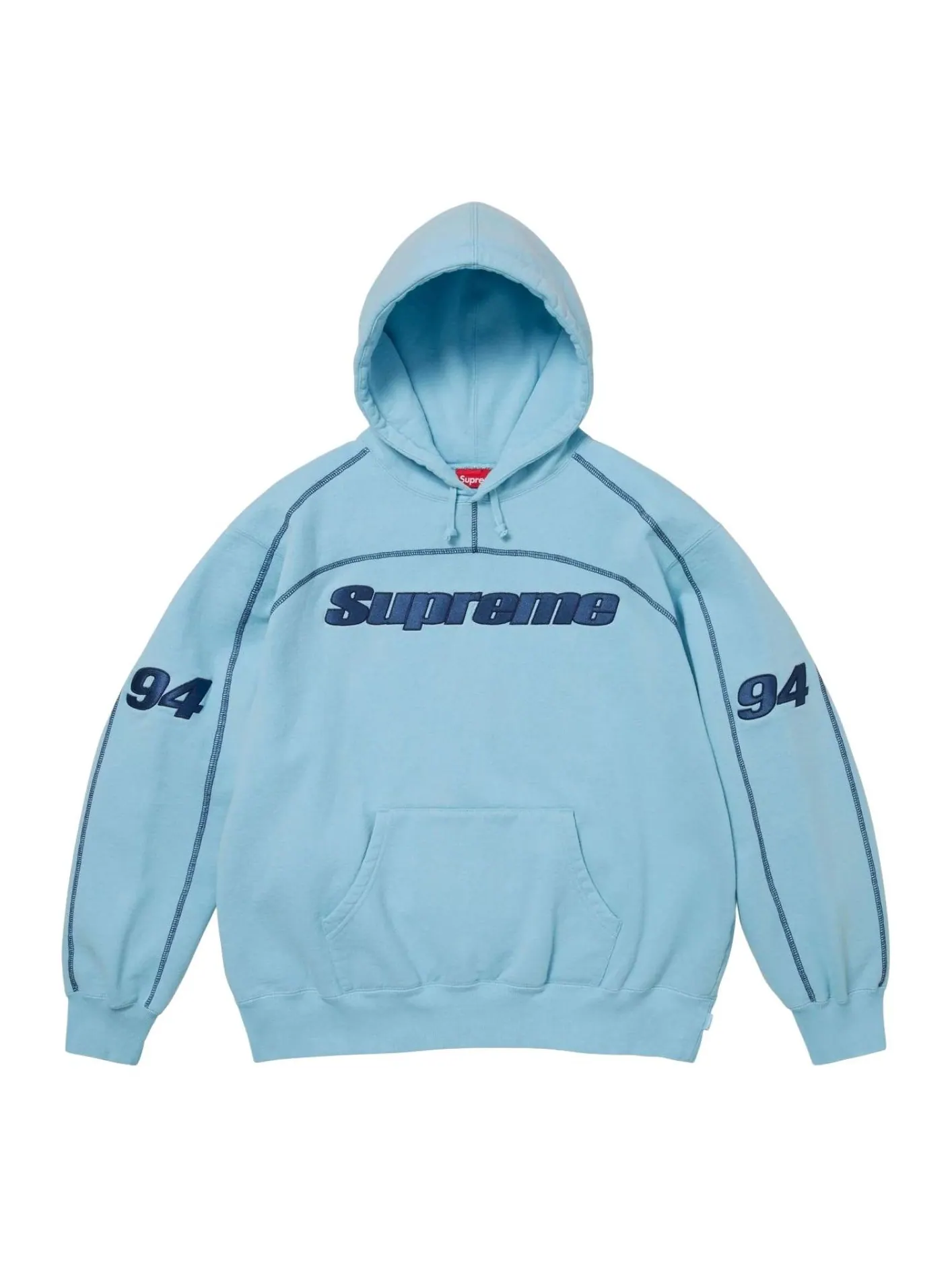 Толстовка Supreme FW25 с капюшоном, оверлок — изображение 1 из 2, светлый синий