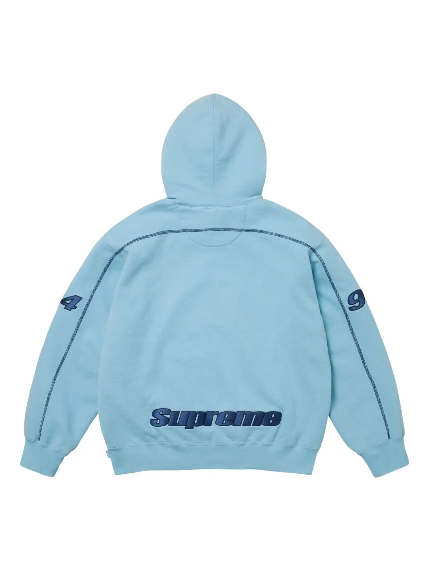 Толстовка Supreme FW25 с капюшоном, оверлок — изображение 2 из 2, светлый синий