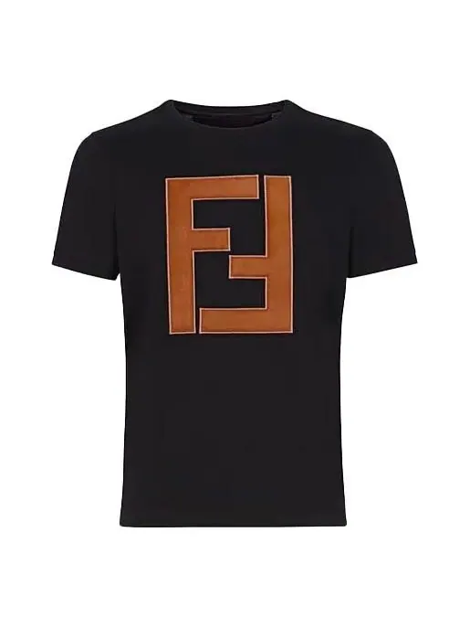 Футболка FENDI SS21 Logo Pattern Round Neck Short Sleeve T-Shirts 'Black' — изображение 1 из 2, черный