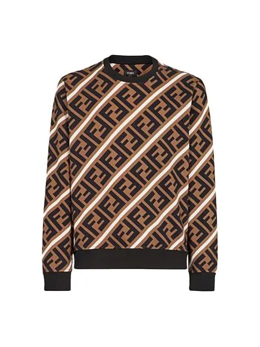 Худи Men's FENDI Logo Cotton Colorblock Sports Brown — изображение 1 из 5, коричневый