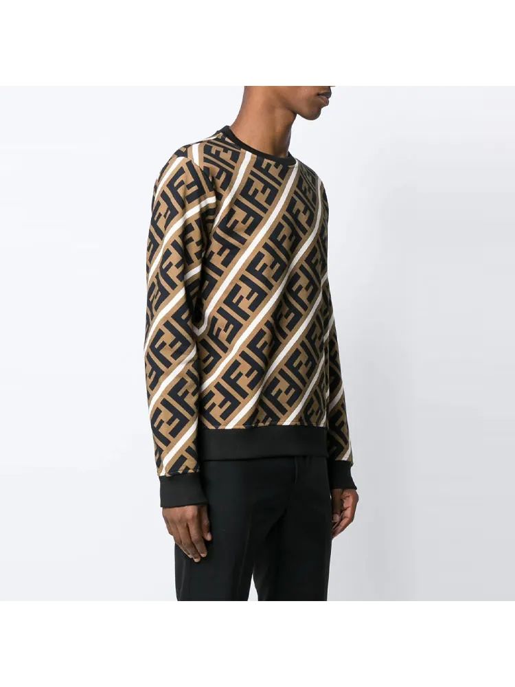 Худи Men's FENDI Logo Cotton Colorblock Sports Brown — изображение 4 из 5, коричневый