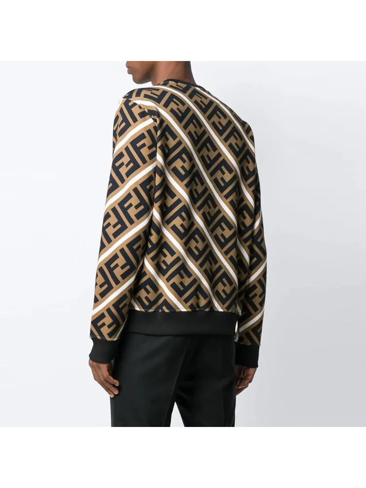 Худи Men's FENDI Logo Cotton Colorblock Sports Brown — изображение 5 из 5, коричневый