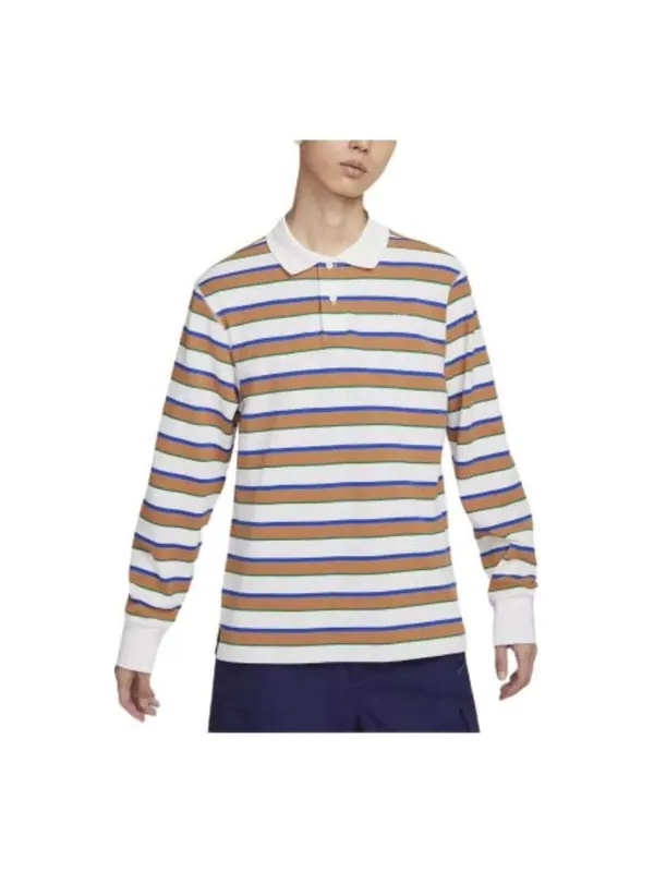 Рубашка поло club stripe polo shirt 'white orange' Nike — изображение 1 из 3, белый/оранжевый/синий