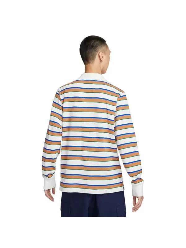 Рубашка поло club stripe polo shirt 'white orange' Nike — изображение 2 из 3, белый/оранжевый/синий
