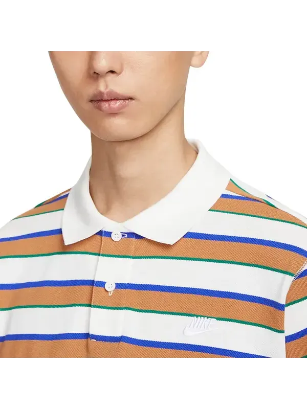 Рубашка поло club stripe polo shirt 'white orange' Nike — изображение 3 из 3, белый/оранжевый/синий