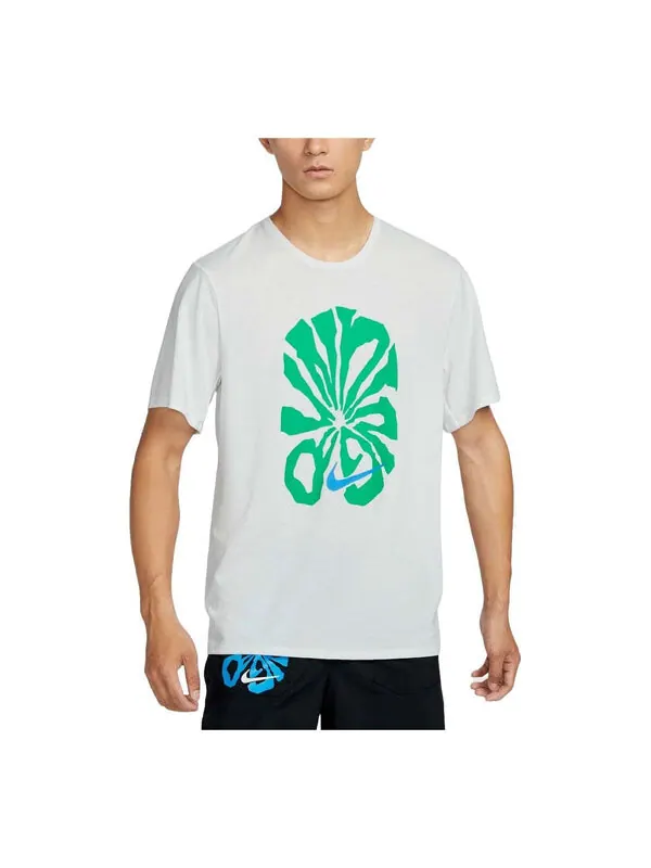 Футболка rise 365 run energy dri fit running t shirt asia sizing Nike — изображение 1 из 2, белый/светлый синий