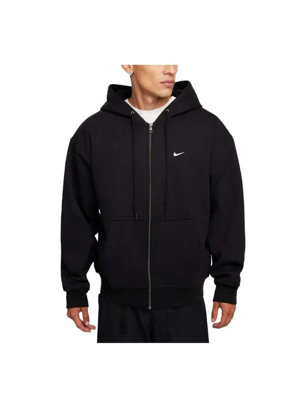 Куртка solo swoosh thermal full-zip hoodie 'black white' Nike — изображение 1 из 2, черный/белый