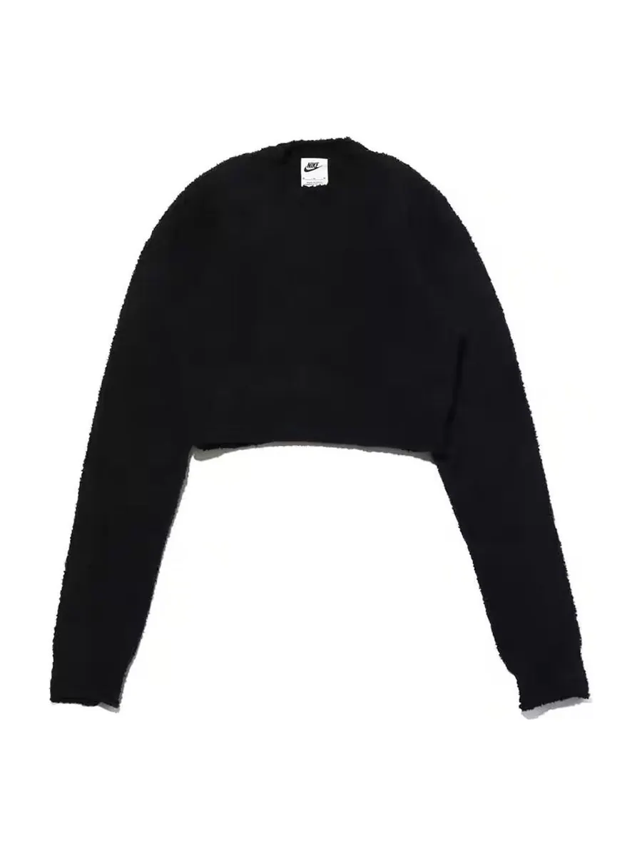Футболка (WMNS) Nike Sportswear Phoenix Cosy Boucle Tight Long Sleeve Knit T-shirt Asia Sizing 'Black' — изображение 1 из 2