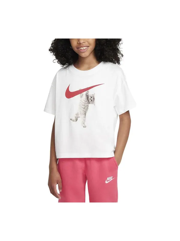 Футболка sportswear t-shirt 'white' Nike — изображение 1 из 3, белый/красный