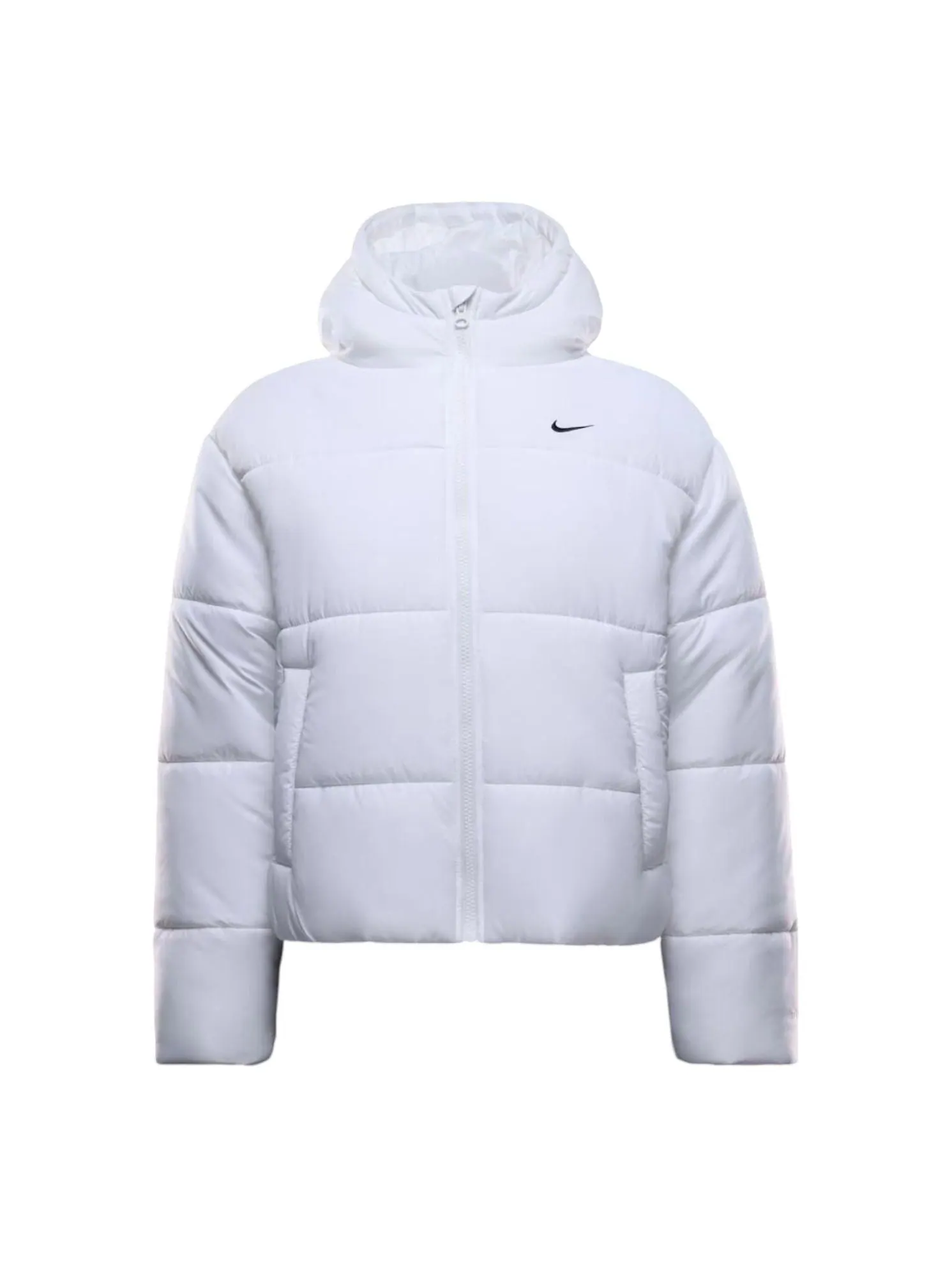 Куртка (WMNS) Nike Classic Puffer Therma-FIT Loose Hooded Jacket 'White Black' — изображение 1 из 3, белый