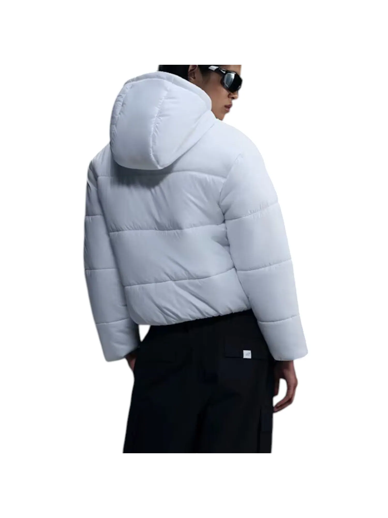 Куртка (WMNS) Nike Classic Puffer Therma-FIT Loose Hooded Jacket 'White Black' — изображение 3 из 3, белый