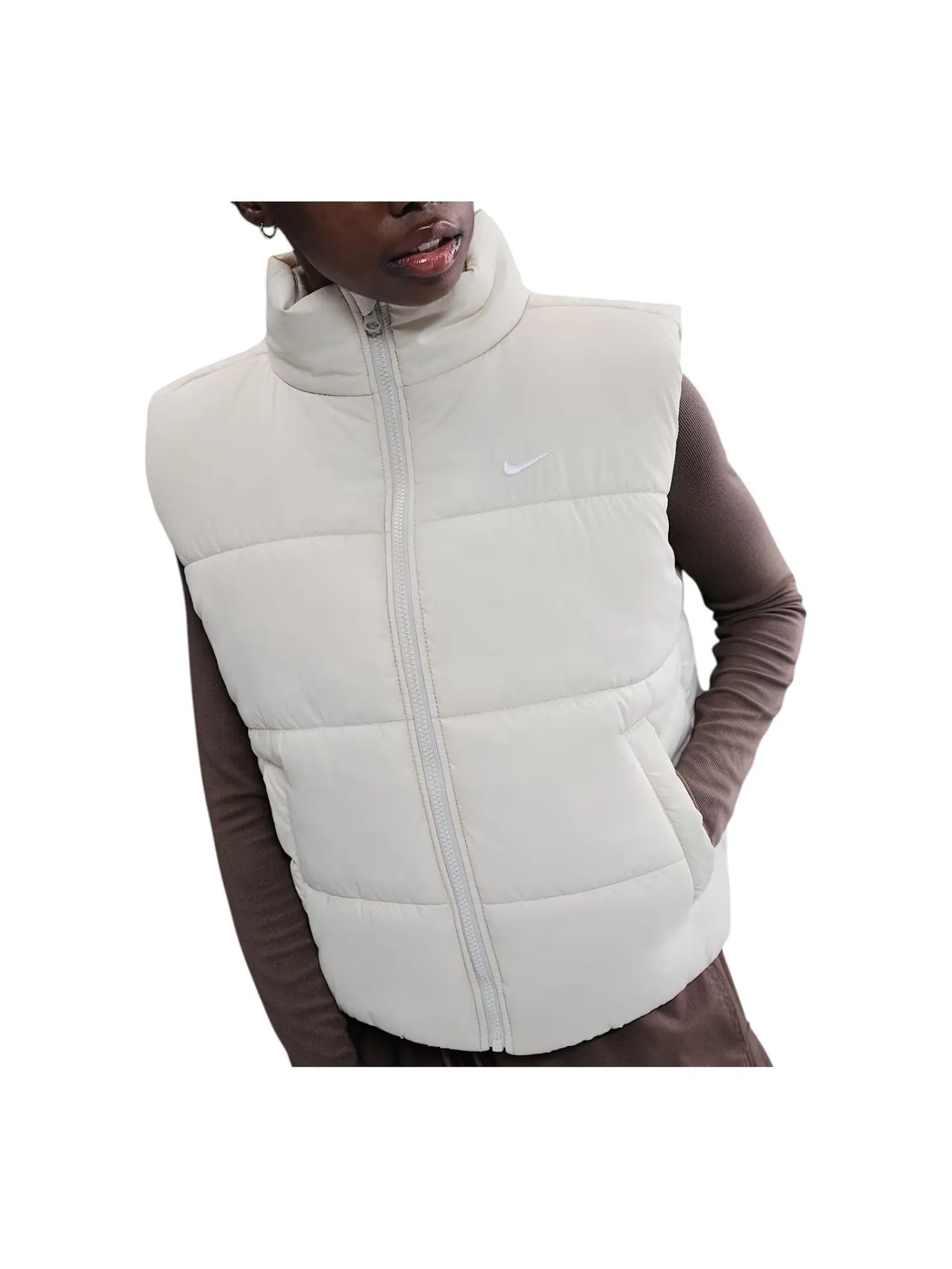 (WMNS) Nike Therma-FIT Loose-Fit Classic Puffer Vest 'Light Bone' — изображение 1 из 2, светлый/белый