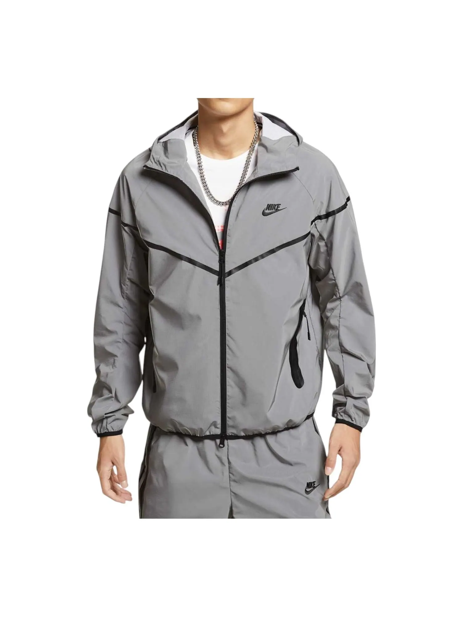 Куртка Nike Tech Woven Flash Jacket Reflect Asia Sizing 'Silver Black' — изображение 1 из 2, серебряный