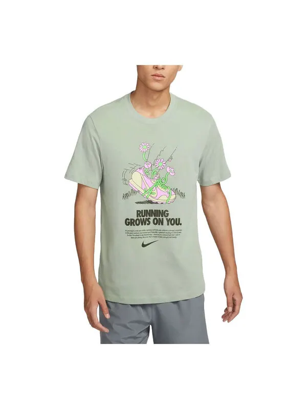 Футболка dri fit graphic running t shirt asia sizing Nike — изображение 1 из 2, светлый зеленый