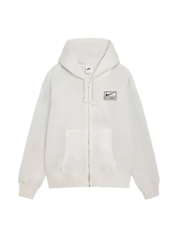 Толстовка с капюшоном x stussy ss24 с капюшоном из потертого флиса на молнии Nike — изображение 1 из 4, костяной белый