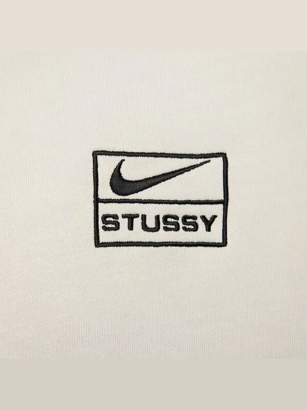 Толстовка с капюшоном x stussy ss24 с капюшоном из потертого флиса на молнии Nike — изображение 3 из 4, костяной белый