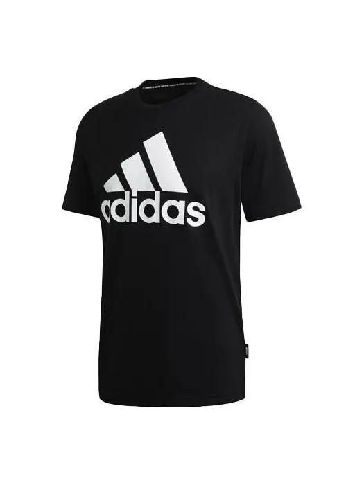 Футболка mh bos tee contrasting colors large logo sports round neck short sleeve black Adidas — изображение 1 из 4, черный