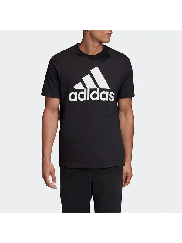 Футболка mh bos tee contrasting colors large logo sports round neck short sleeve black Adidas — изображение 3 из 4, черный