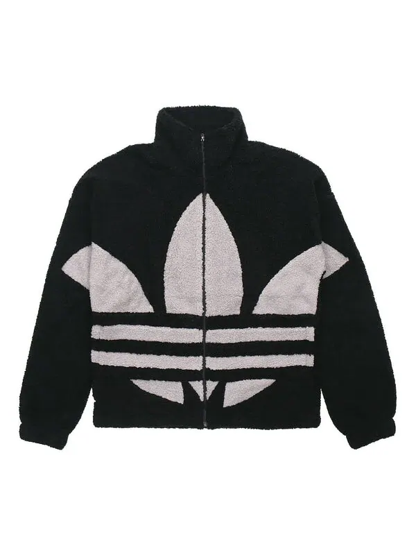 Куртка adidas originals Contrasting Colors Large logo Pattern lamb's wool Jacket Black — изображение 1 из 4, черный