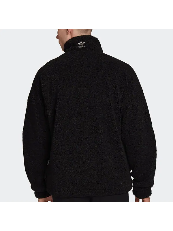 Куртка adidas originals Contrasting Colors Large logo Pattern lamb's wool Jacket Black — изображение 4 из 4, черный