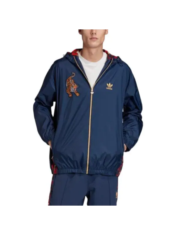 Куртка Men's adidas originals TIGER Embroidered Logo Zipper Hooded Track Jacket Autumn Blue — изображение 2 из 3, мульти