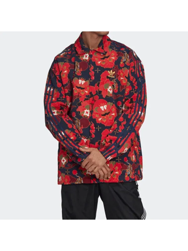 Куртка adidas LNY COACH Jacket COLLEGIATE NAVY / SCARLET / MULTICOLOR / GOLD METALLIC — изображение 3 из 4, красный