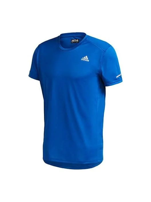 Футболка с логотипом печать бег спорт мужской Adidas — изображение 1 из 4, синий