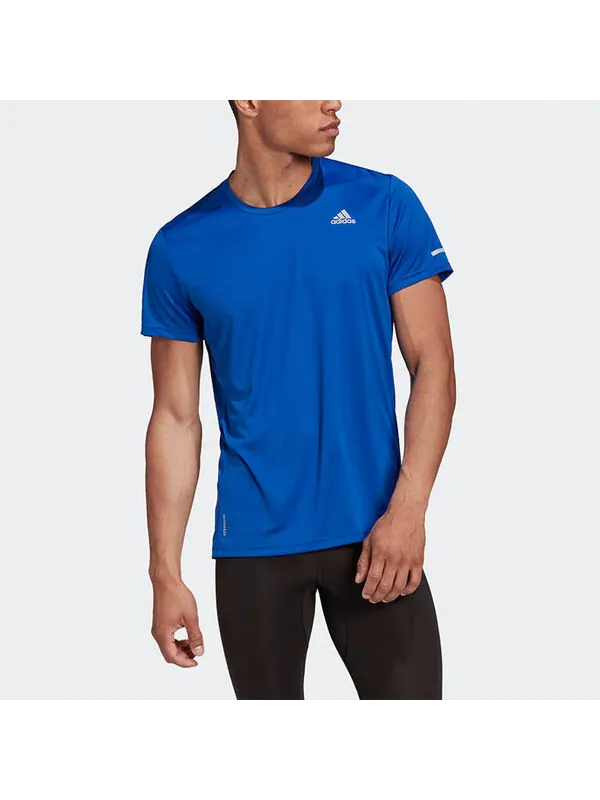 Футболка с логотипом печать бег спорт мужской Adidas — изображение 3 из 4, синий