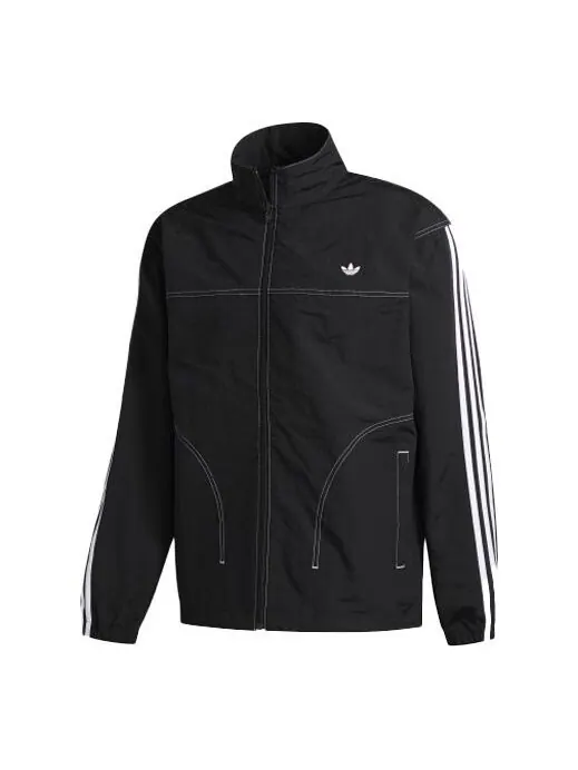 Куртка оригинальная вышитый логотип воротник стойка спортивная куртка Adidas — изображение 1 из 4, черный