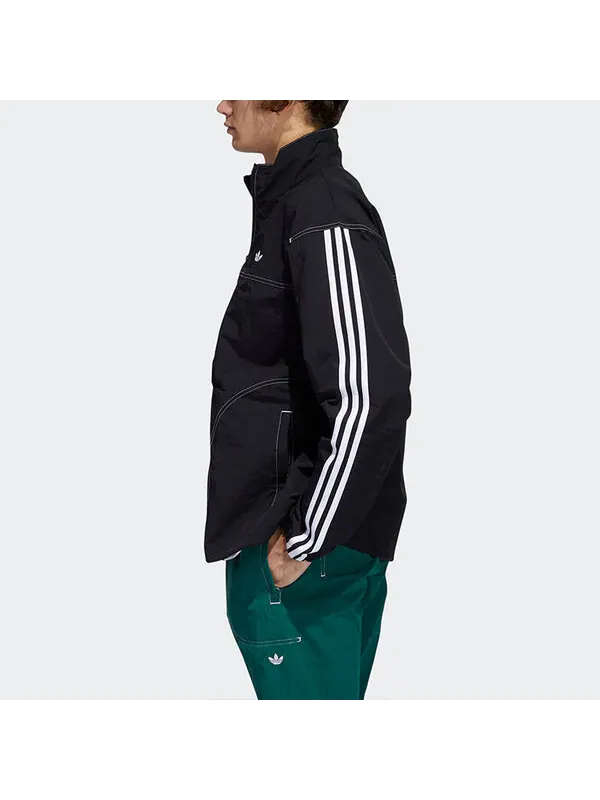 Куртка оригинальная вышитый логотип воротник стойка спортивная куртка Adidas — изображение 4 из 4, черный
