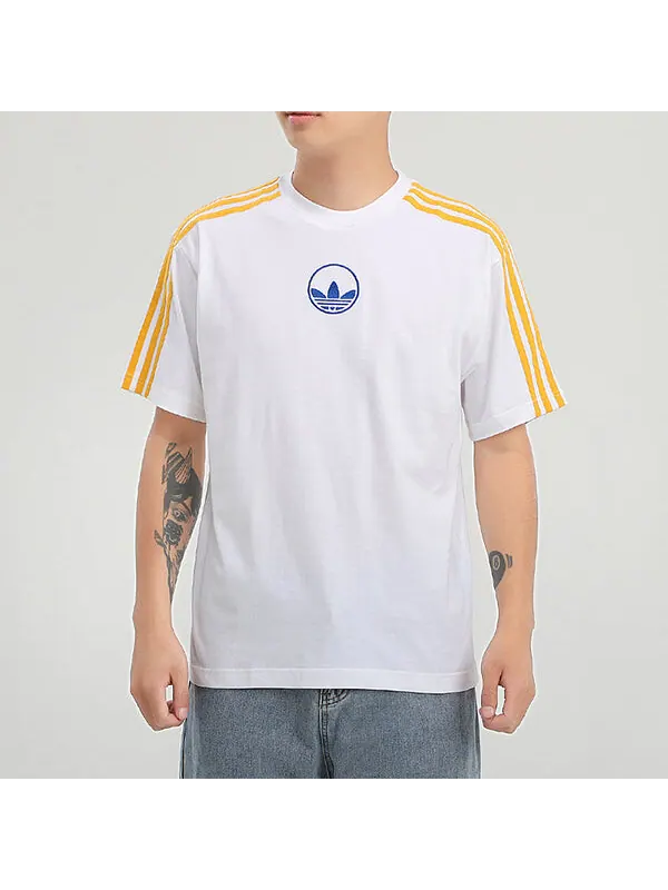 Футболка originals 3 stripe circle sports short sleeve white Adidas — изображение 3 из 4, белый