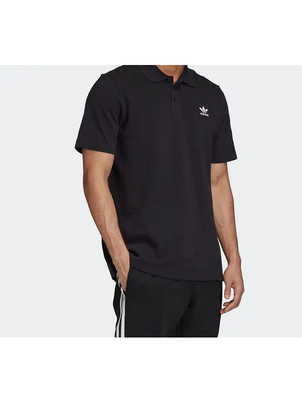 Футболка originals casual sports short sleeve polo shirt black Adidas — изображение 3 из 4, черный