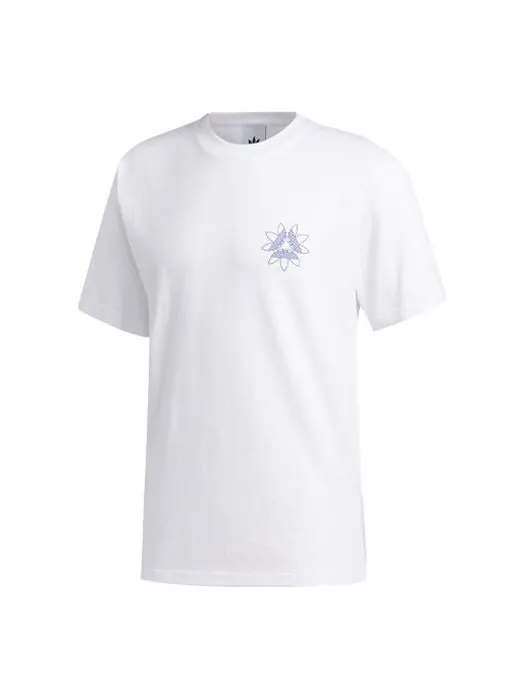 Футболка originals tri-foil tee printing round neck pullover sports short sleeve white Adidas — изображение 1 из 4, белый