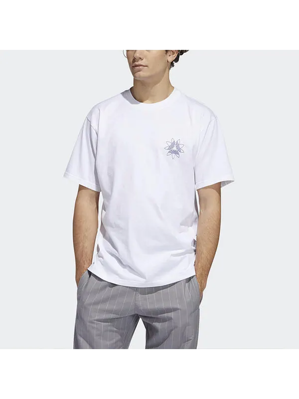 Футболка originals tri-foil tee printing round neck pullover sports short sleeve white Adidas — изображение 3 из 4, белый