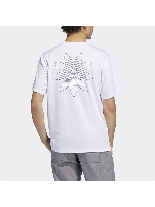 Футболка originals tri-foil tee printing round neck pullover sports short sleeve white Adidas — изображение 4 из 4, белый