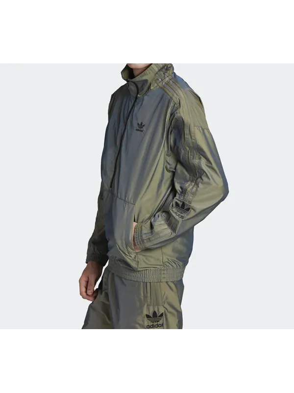 Куртка adidas originals Rainbow Cardigan Sports Zipper Jacket Metallic Green — изображение 4 из 4, золотисто-зеленый