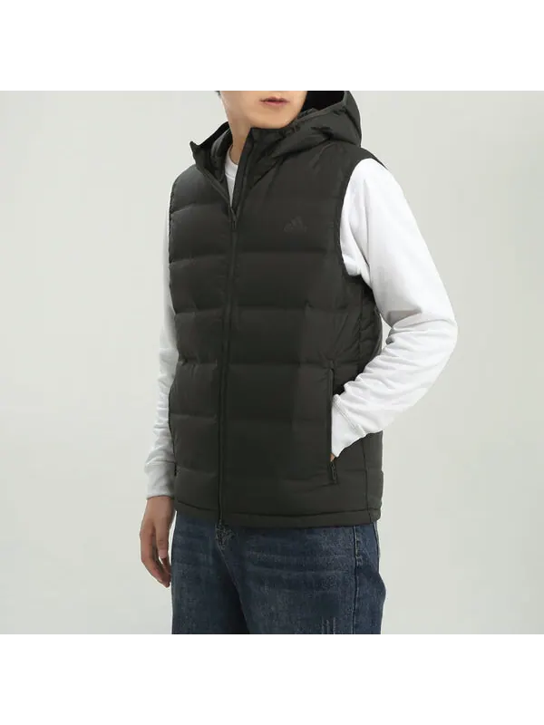 Пуховик adidas Helionic Vest Stay Warm hooded Down Vest Brown — изображение 3 из 4, коричневый