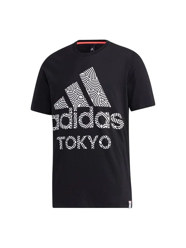 Футболка tyo ss tee m алфавитный принт повседневные спортивные с коротким рукавом Adidas — изображение 1 из 4, черный