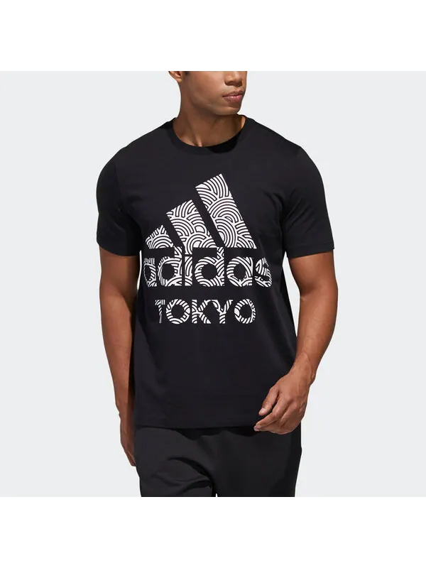 Футболка tyo ss tee m алфавитный принт повседневные спортивные с коротким рукавом Adidas — изображение 3 из 4, черный