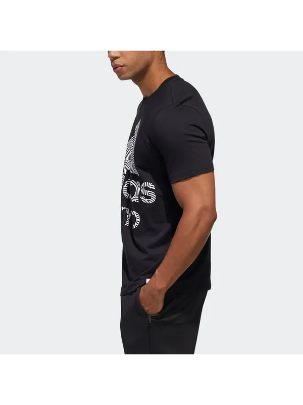 Футболка tyo ss tee m алфавитный принт повседневные спортивные с коротким рукавом Adidas — изображение 4 из 4, черный